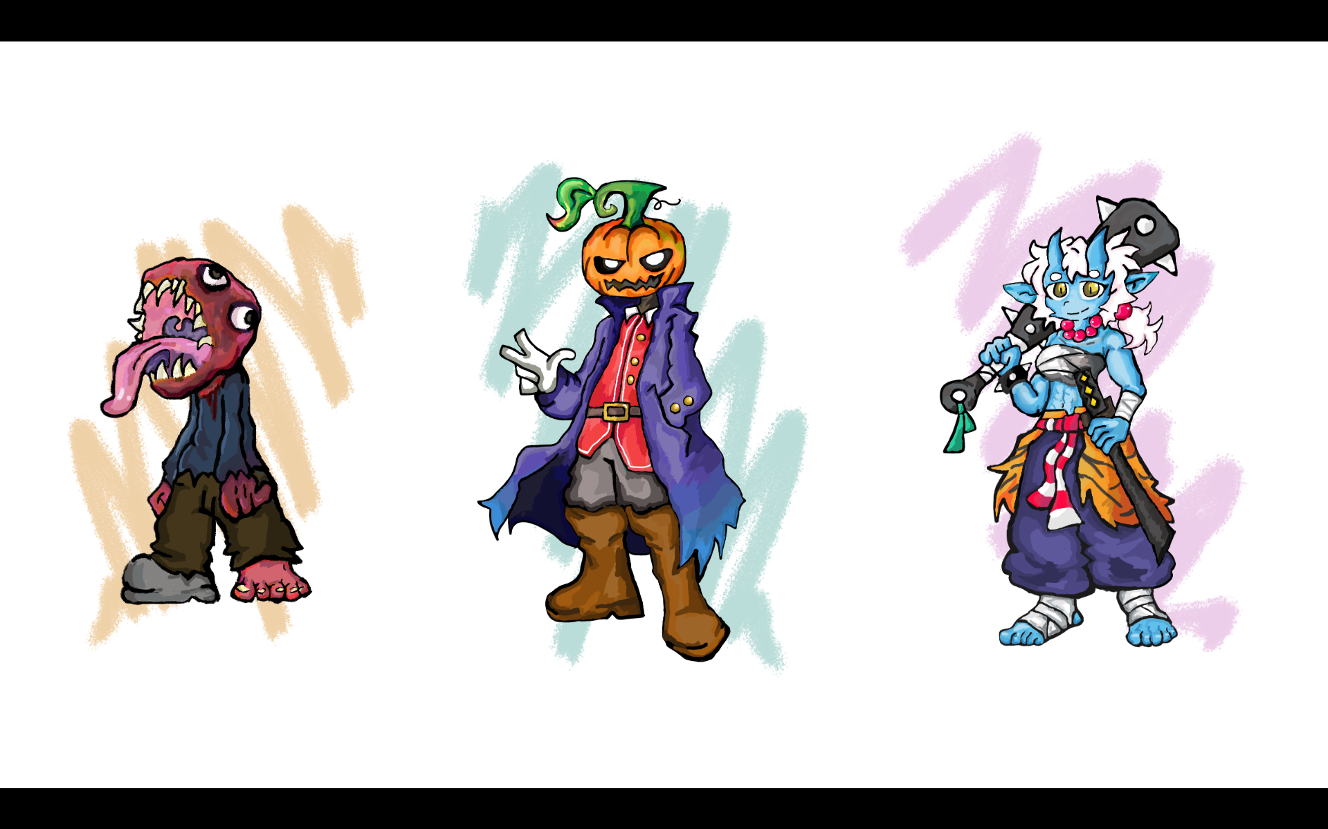 Row of Cartoon Characters